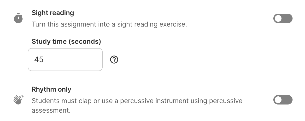 Sight reading and Rhythm only modes