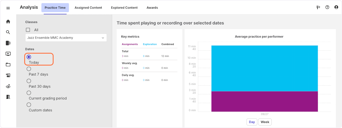 Choose Time Range in Practice Time