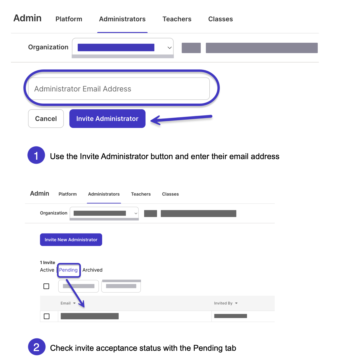 Invite Administrators by Email