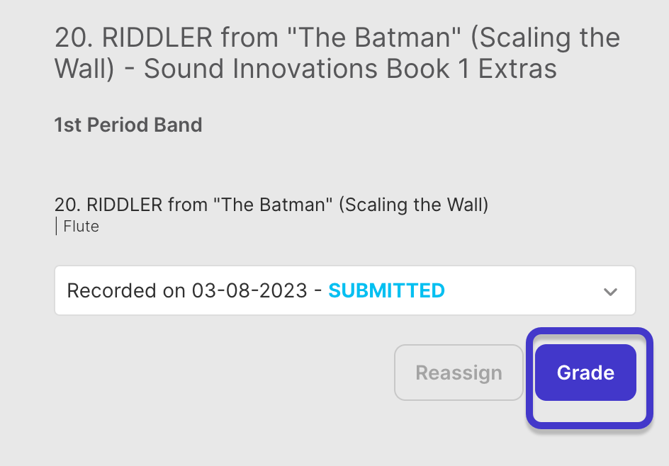 Grade a submitted assignment