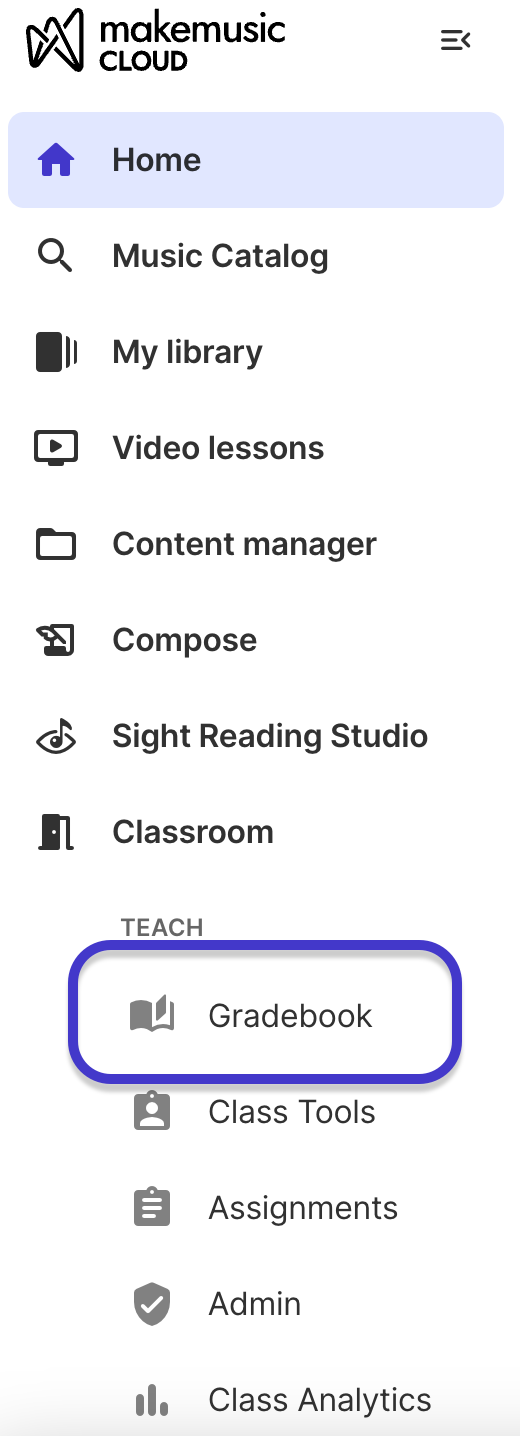 Accessing Gradebook from the Navigation Menu