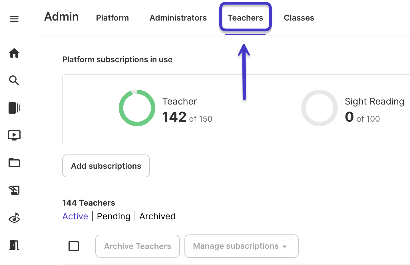 Select the Teachers tab