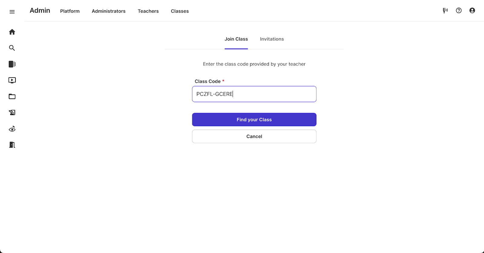 Type in your Class Code
