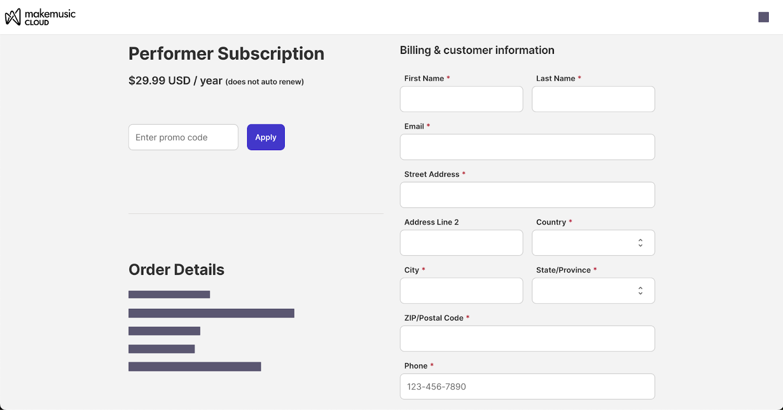 Billing information