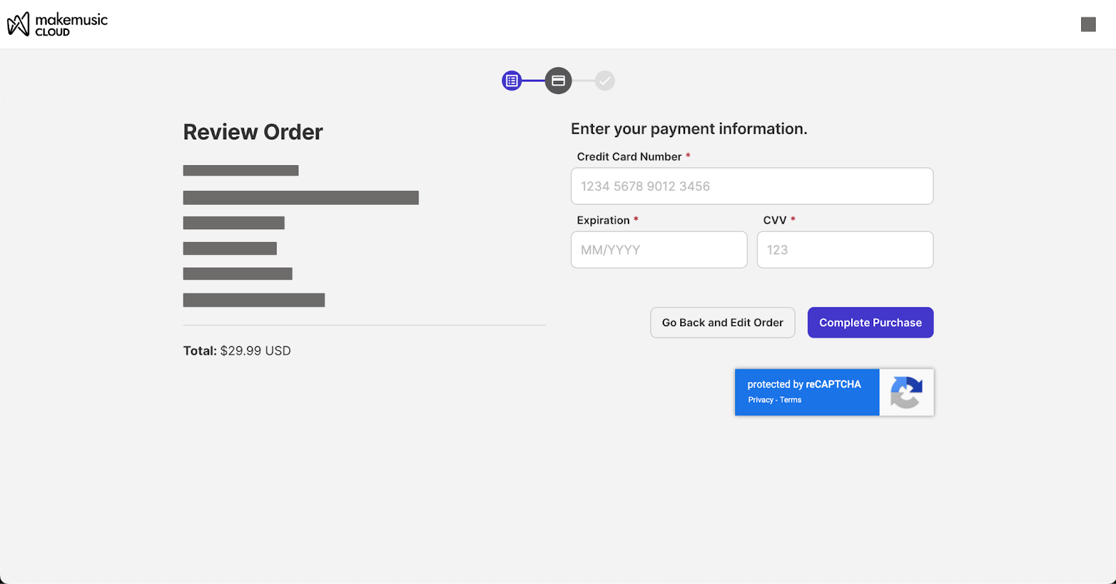 Payment information