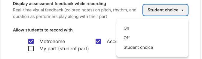 Display assessment feedback while recording