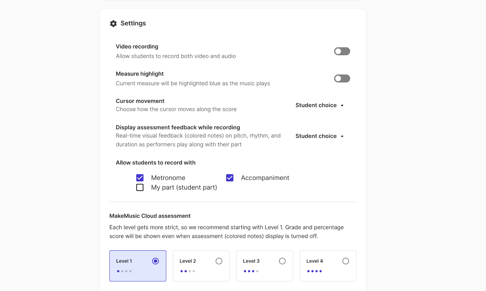 Assignment settings