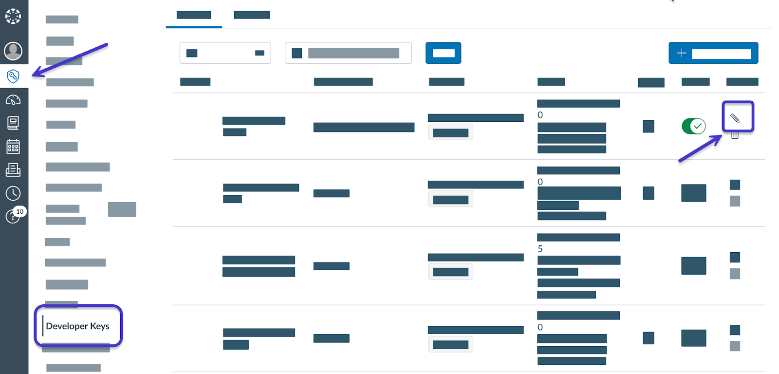 Developer Keys Pencil Icon