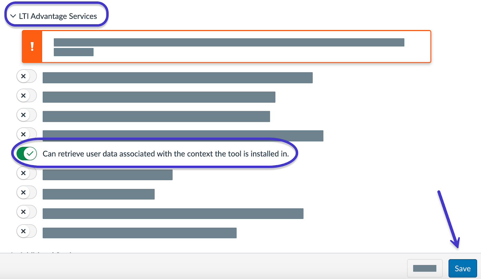 Toggle in LTI Advantage Services