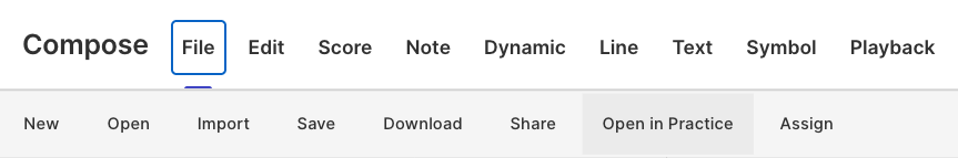 Open a piece in Practice from Compose