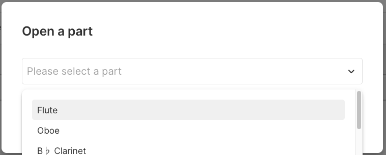 Open a part dialog box